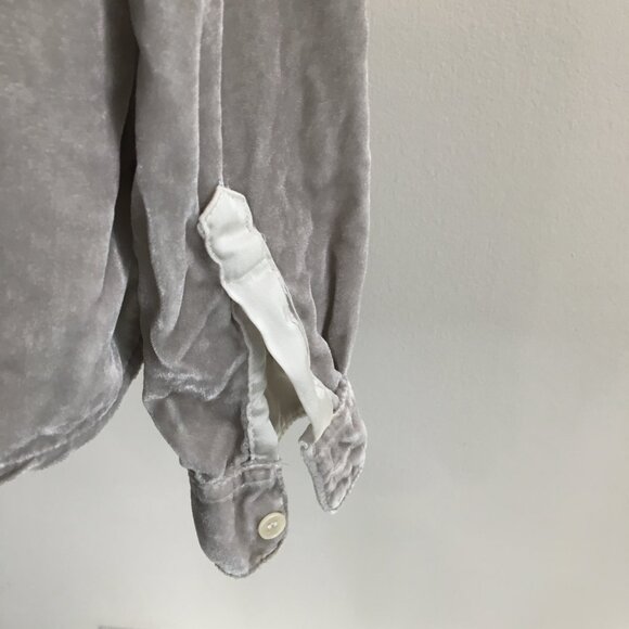 CP SHADES Gray Velvet/Velour Silk Blend Long Sleeve Button Shirt - Picture 10 of 14